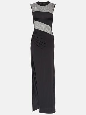 NENSI DOJAKA Tulle-trimmed stretch-jersey maxi dress